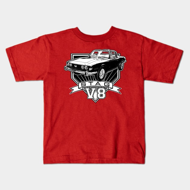 Triumph Stag V8 convertible Kids T-Shirt by CoolCarVideos